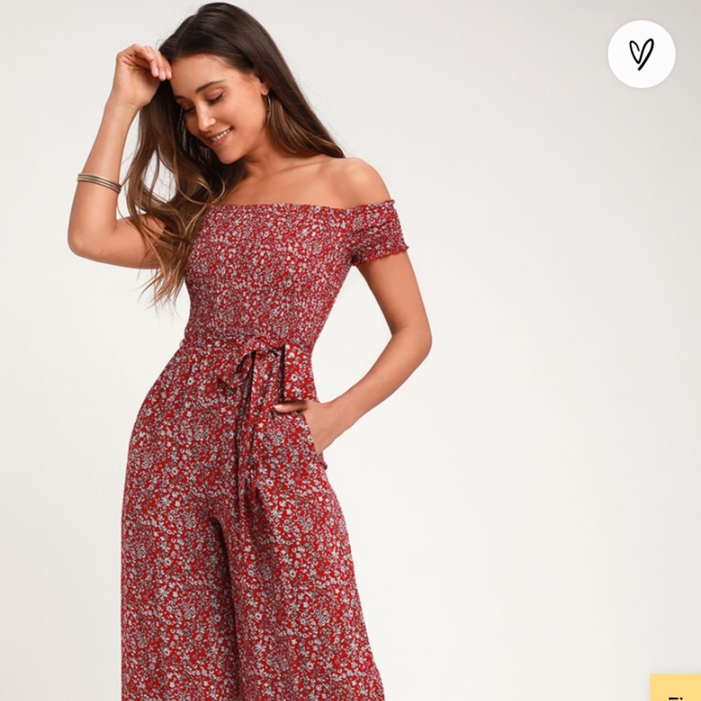 Lulu’s Floral Off-the-Shoulder Jumpsuit